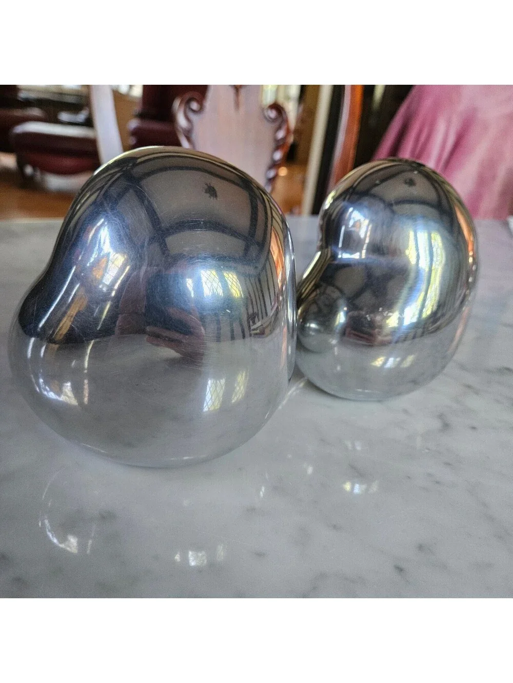 Vtg 90s Mukul Goyal Pair Bookends Chrome Biomorphic Blob Silver SET of 2